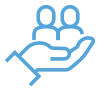 Hand holding people icon