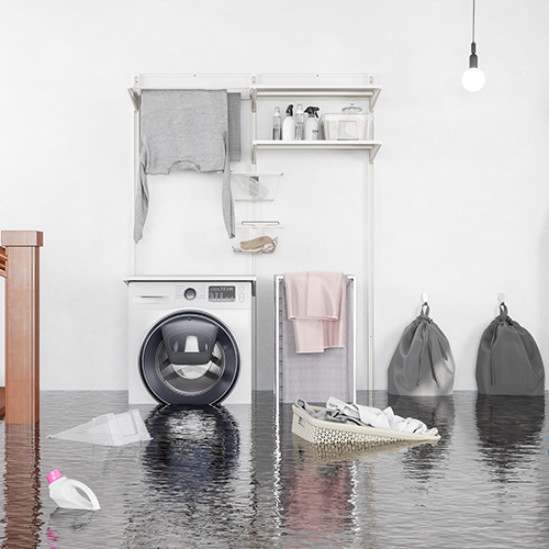 Flooded laundry room.